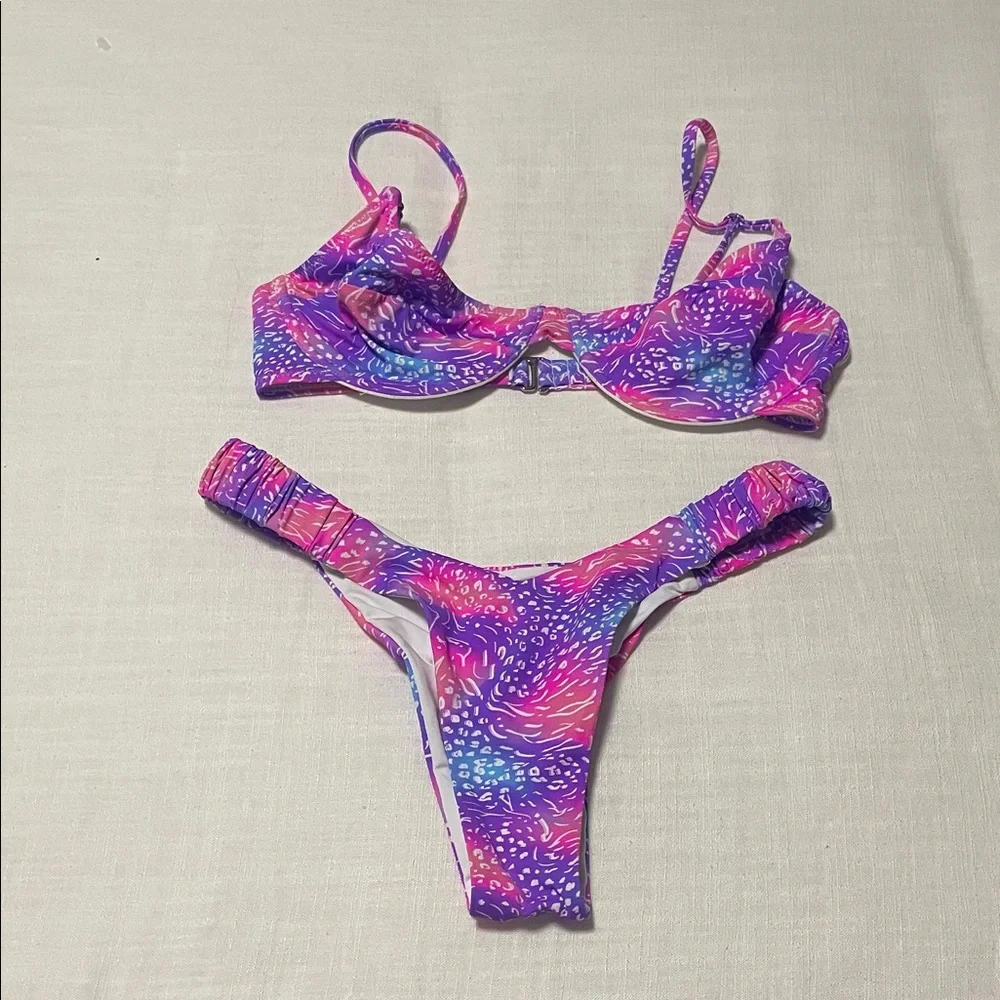 Bright brand Vibrant Pink and Purple Bikini Set Size S